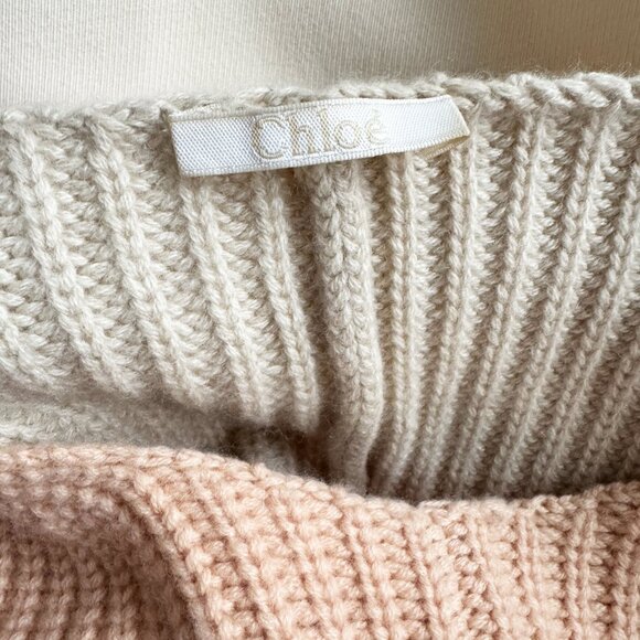 Chloe Ribbed Knit Cashmere Poncho Pink/Beige, size XS/S (fits up to XXL) - Picture 11 of 12